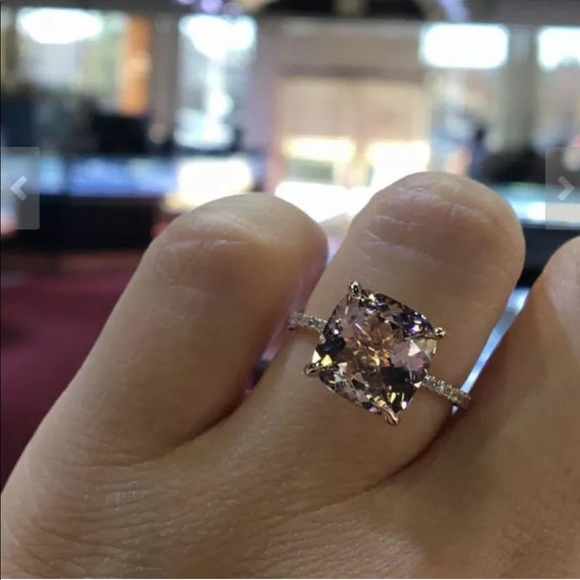 New 925 Sterling Silver Champagne Princess Cut Sol - Picture 4 of 5